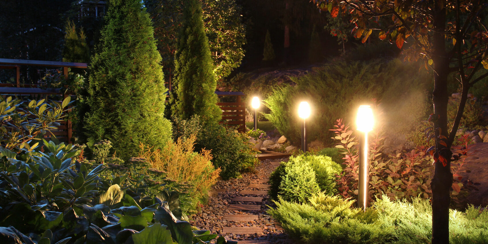 Gartenbeleuchtung des Weges